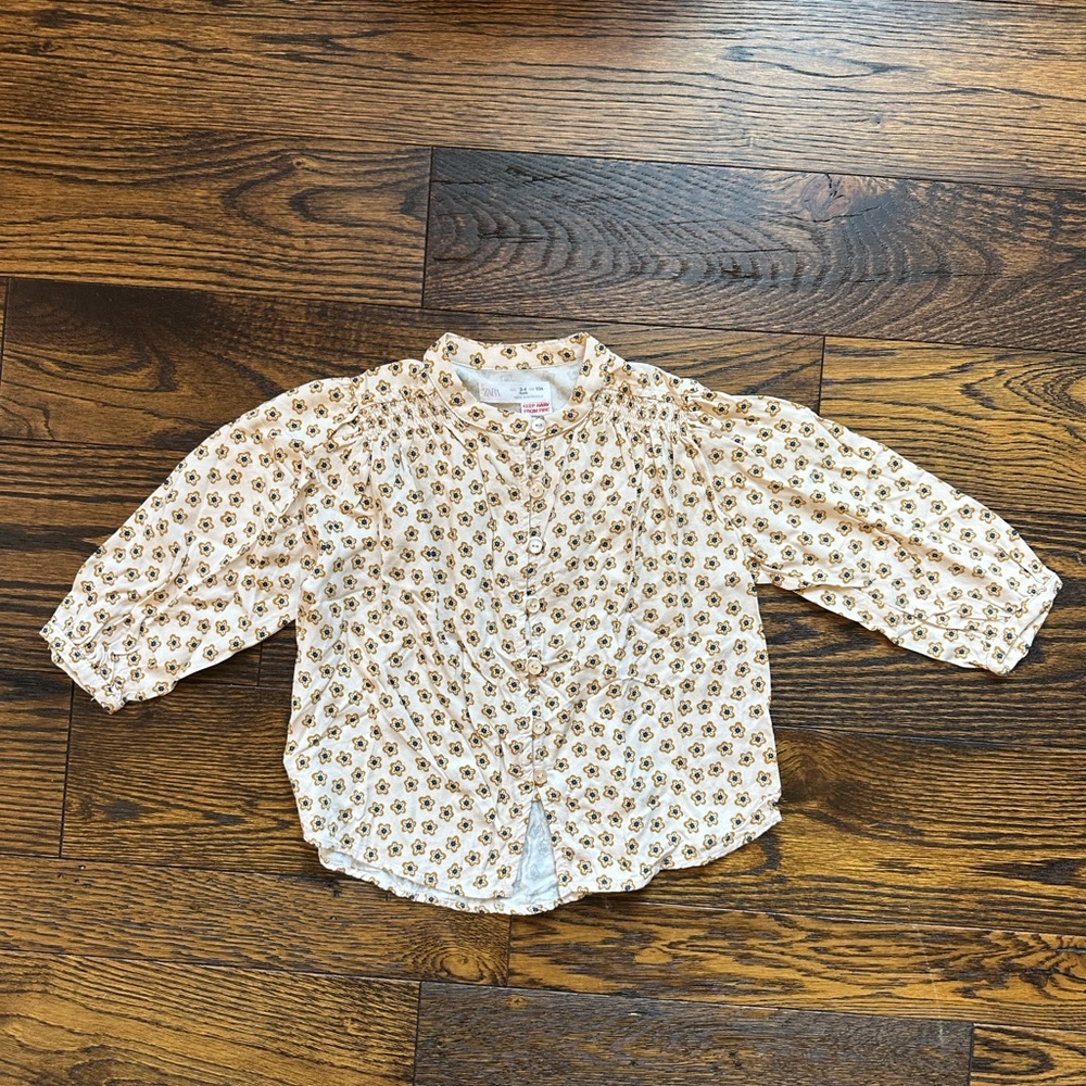 Zara Kids Cream Floral Blouse